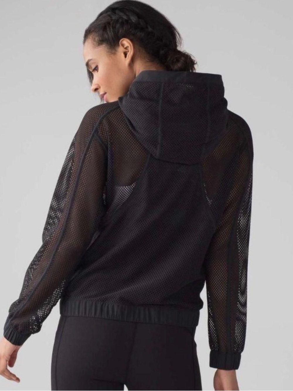 Lululemon Black Mesh Hooded Zip Jacket